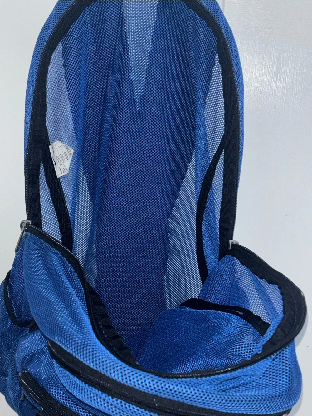 Nike Blue Mesh Backpack Black Straps Gym Swim Camp Sports Bag -Machine Washable